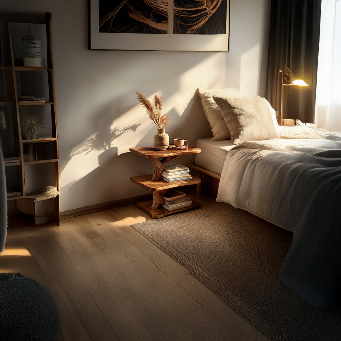 Rustic Tree Bedside Shelf Bedroom SINLSABT074