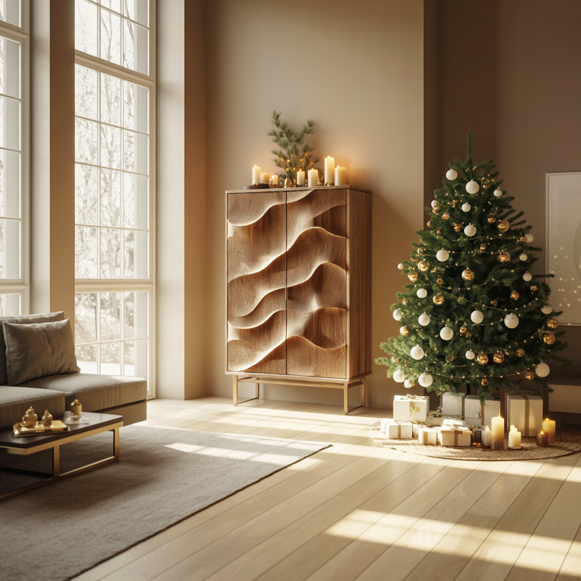 Rustic Wave Cabinet Living Room Decor SINLSASC320