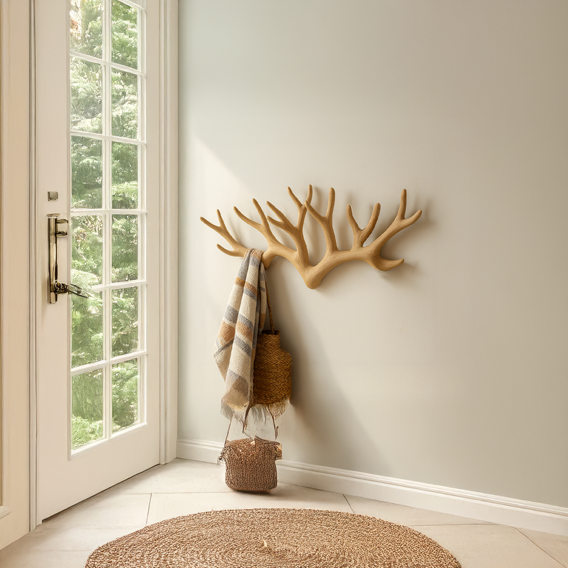 Rustic Antler Wall Rack Entryway Storage SINLSATCR022
