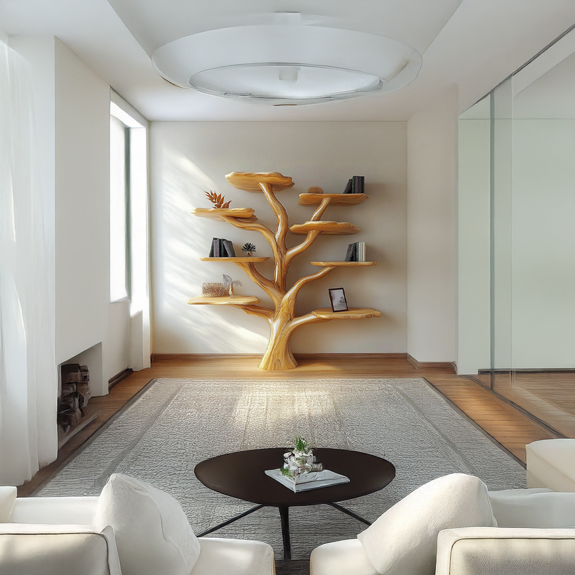Rustic Mushroom Branch Bookshelf Living Room Or Dining Room SINLSATB452