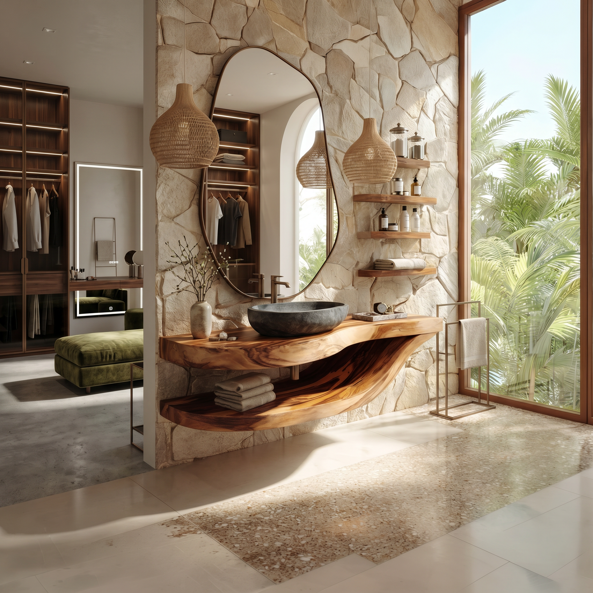 Luxury Open Shelf Vanity Cabinet Resort Suite SILDTTRBRV181