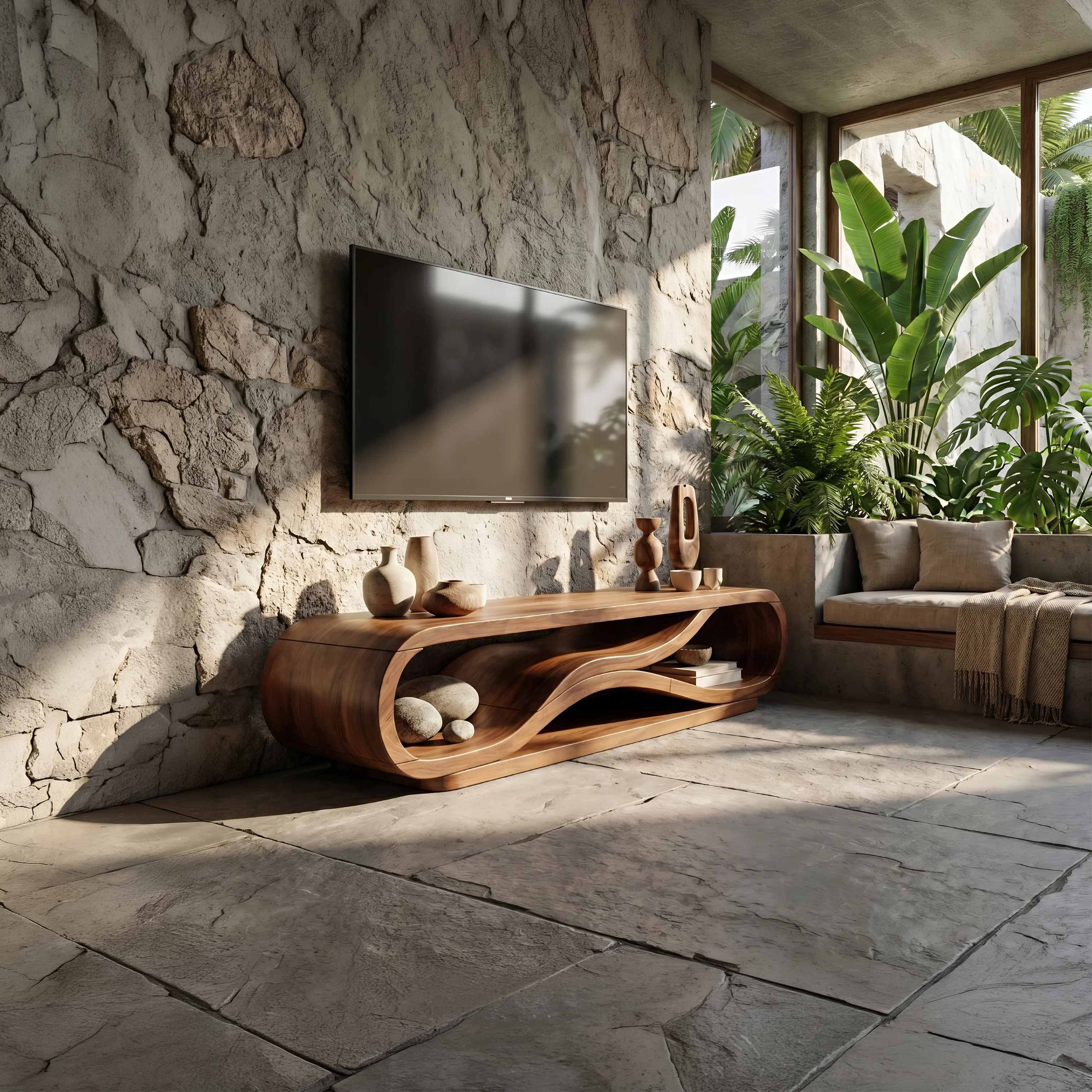 Modern Curved TV Cabinet For Home Interior SILDTTNTVC121
