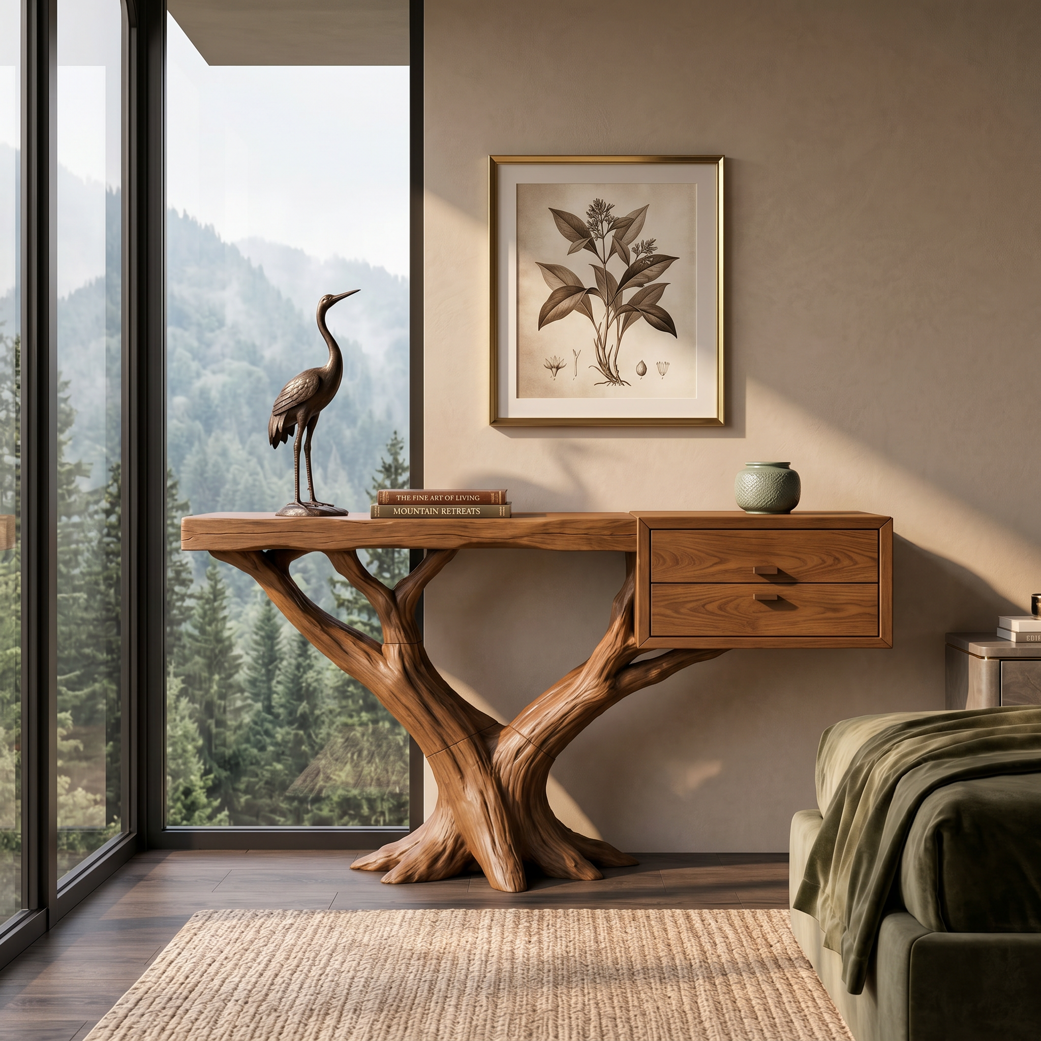 Contemporary Floating Tree Console Table Modern Hallway SILDTTRCS094