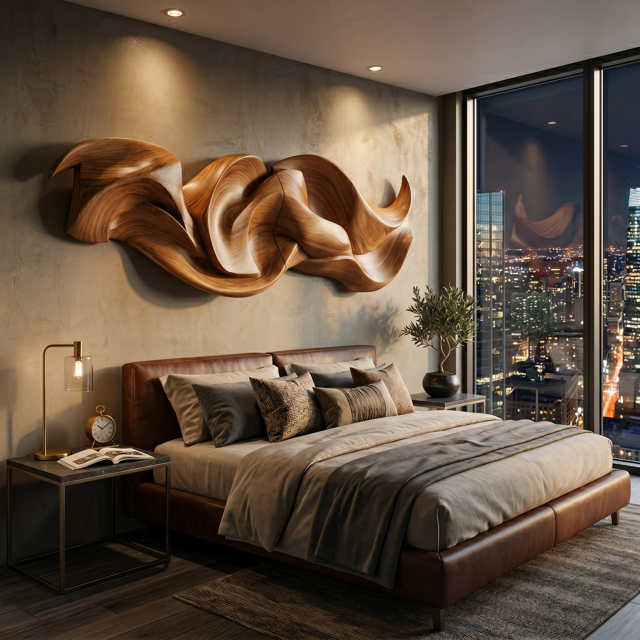 Contemporary Organic Ribbon Wood Wall Art Dining Room Interior Decor SILDTTRWA127