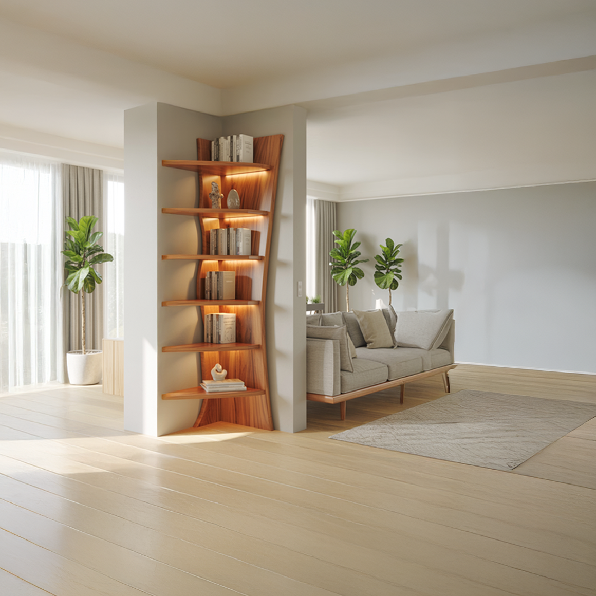 Rustic Corner Bookshelf Decor Cozy Room SINLSASC291