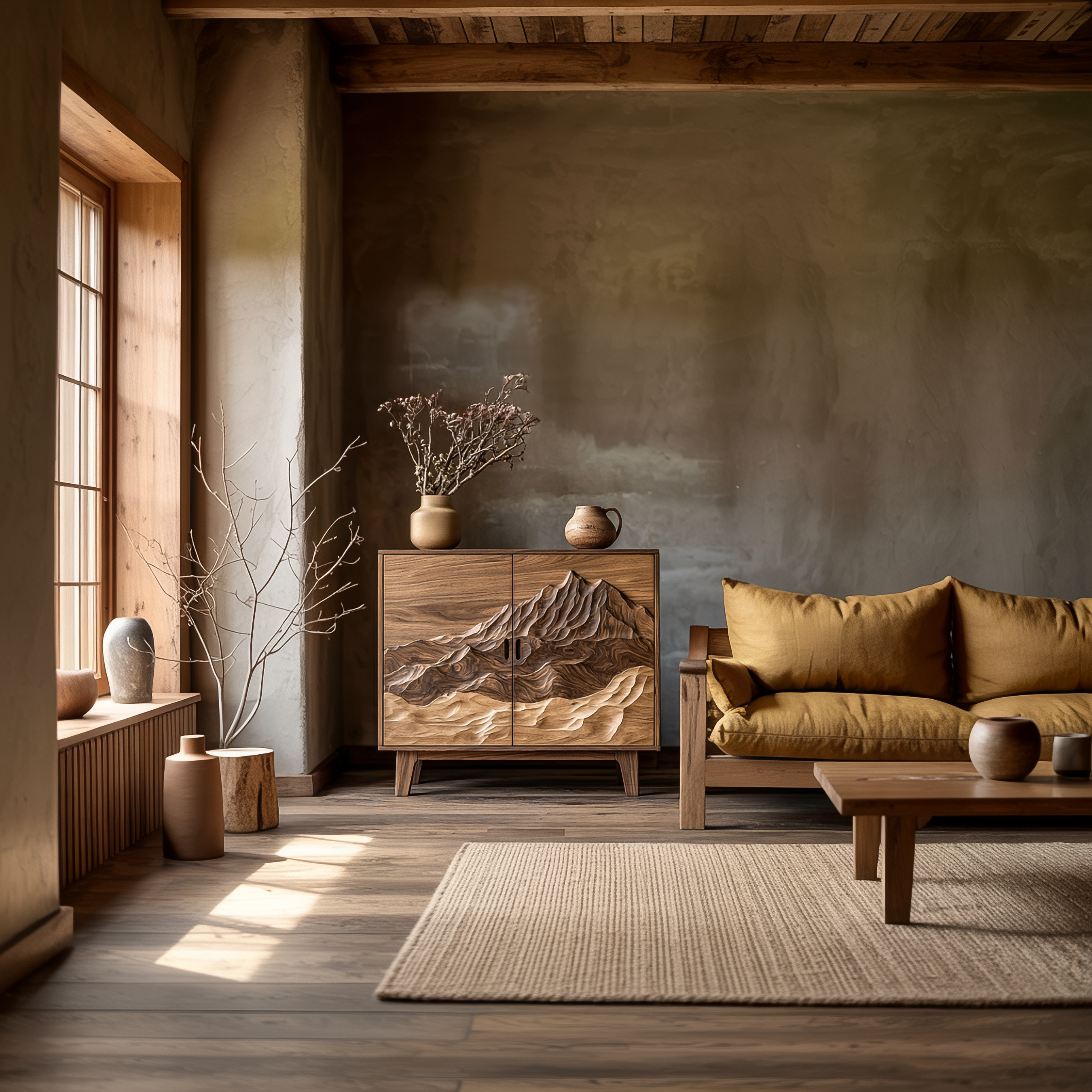 Organic Modern Storage Cabinet For Living Room And Entryway SINLSASC359