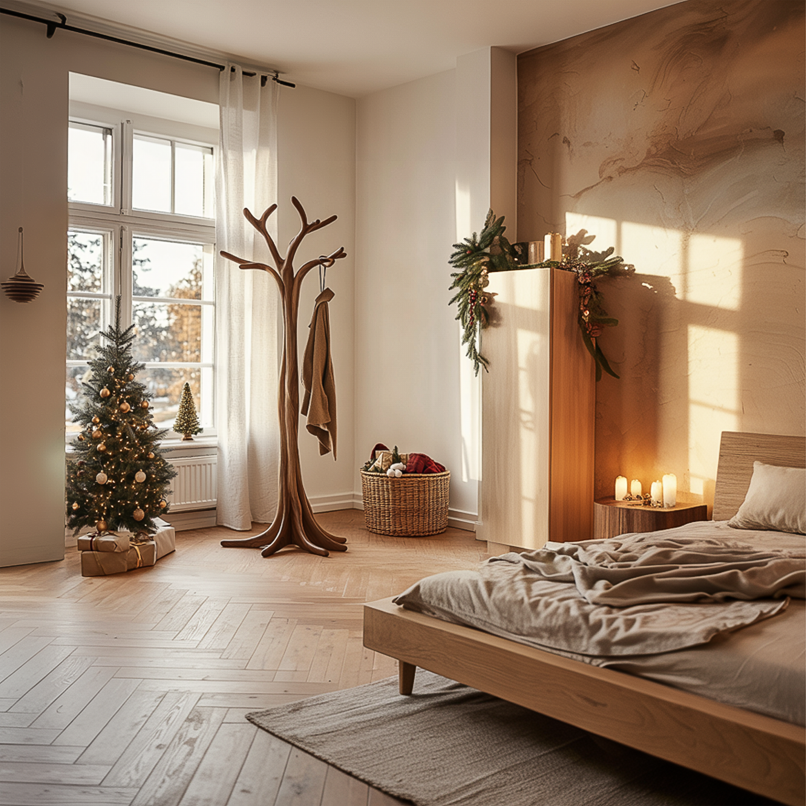 Rustic Tree Coat Rack Christmas Holiday Entryway Decor SINLSATCR076