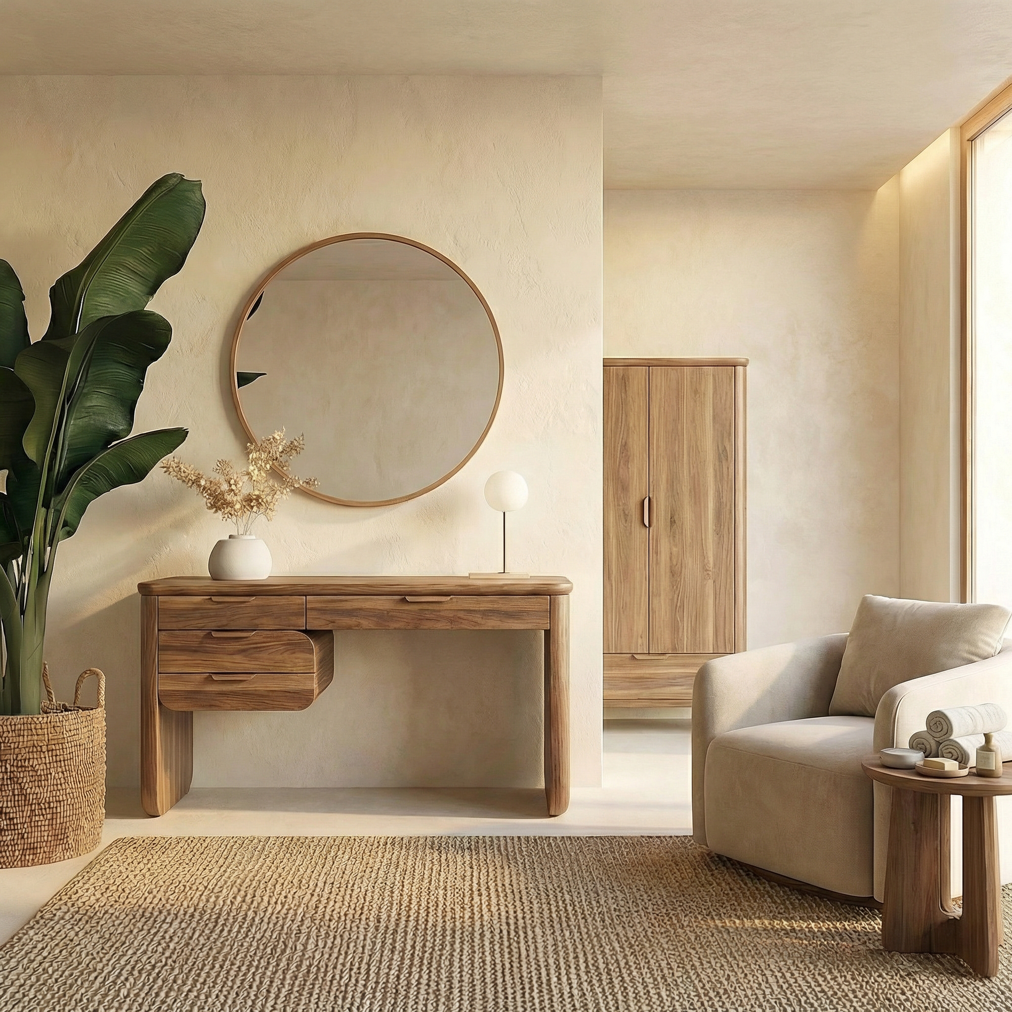 Minimalist Wooden Dressing Table Bedroom Or Vanity Area SINLSABDT046