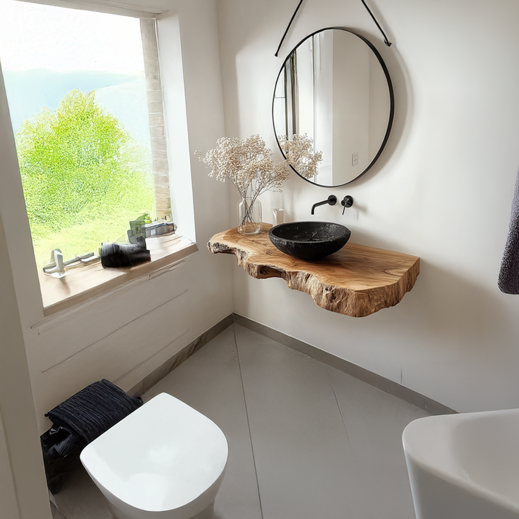 Rustic Minimalist Floating Shelf Bathroom Vanity SINLSABRV065