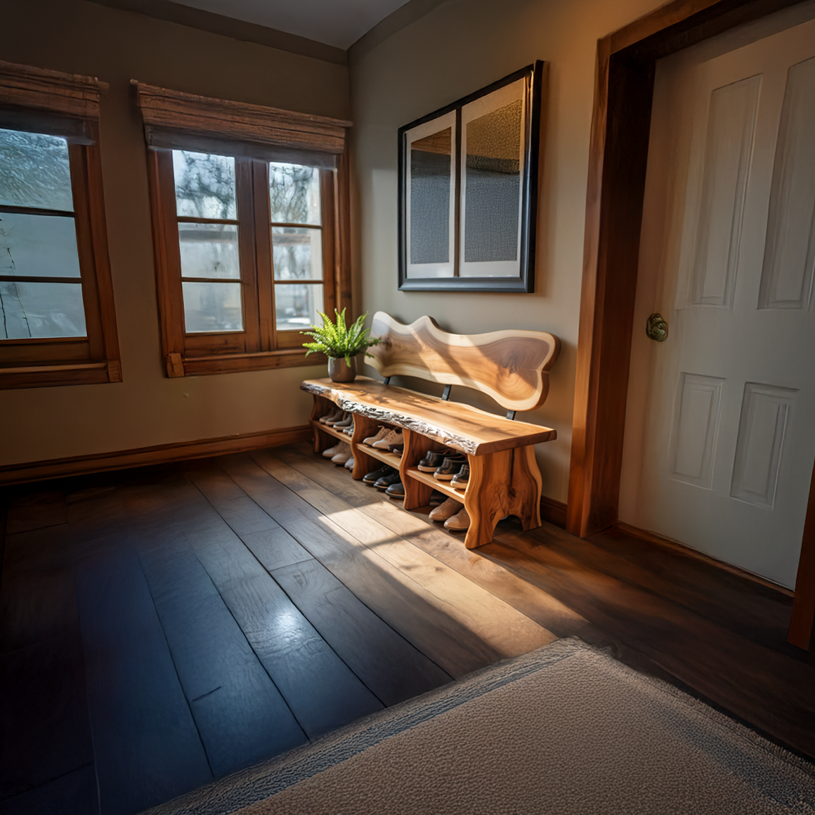 Rustic Live Form Shoe Rack Entryway And Reading Room SINLSASB075