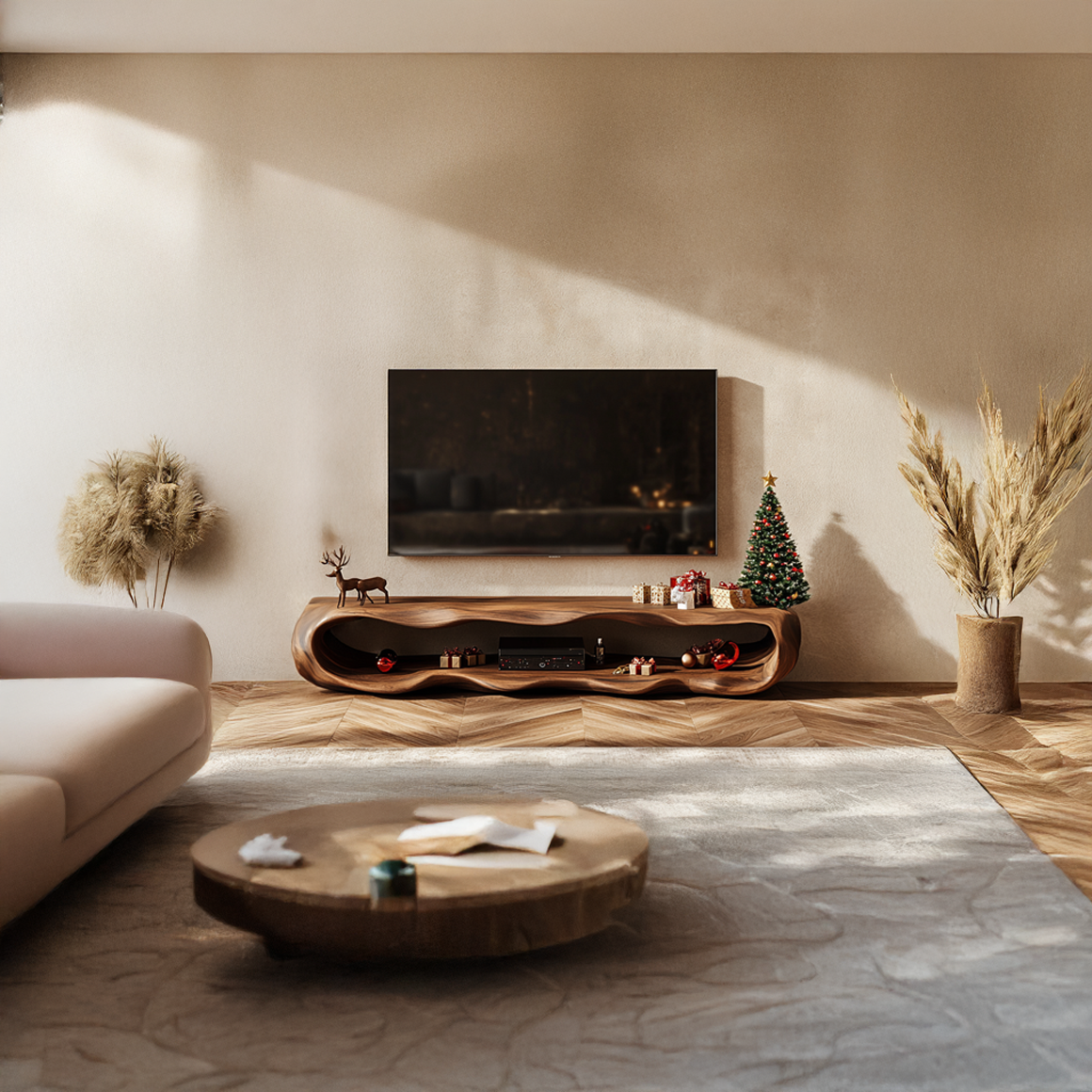 Rustic Christmas TV Stand Cabinet Living Room Decor SINLSASC218