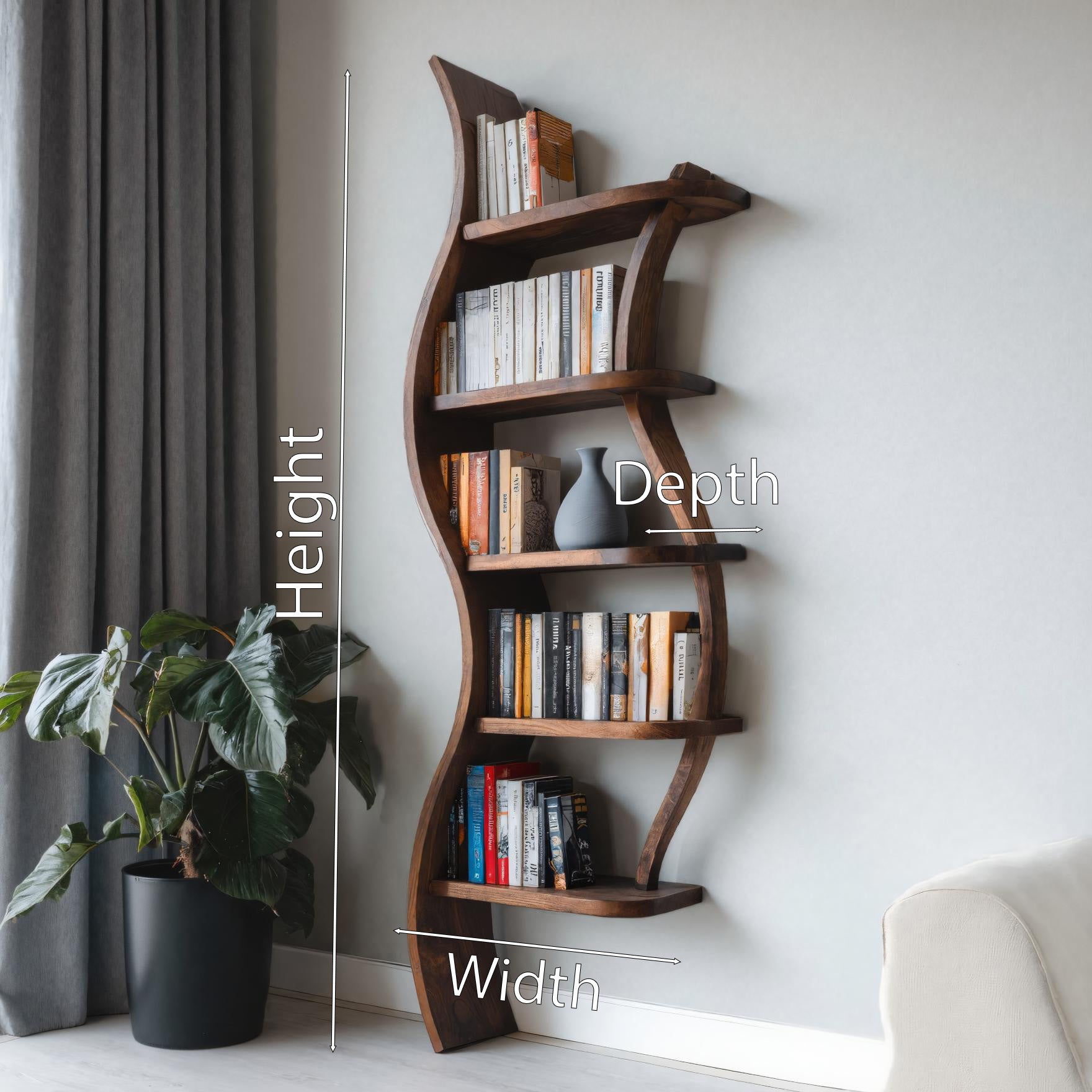 Modern Sculptural Bookshelf With Curved Design For Living Room SITHHNBS038