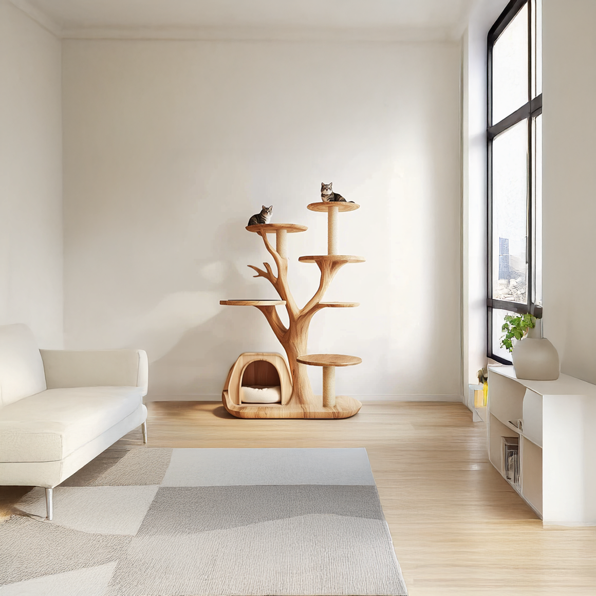 Rustic Tree Cat Tower Modern Living Room SINLSATT043