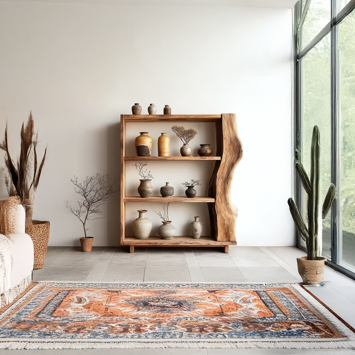 Rustic Live Edge Bookshelf Living Room Display Storage SINLSASC150