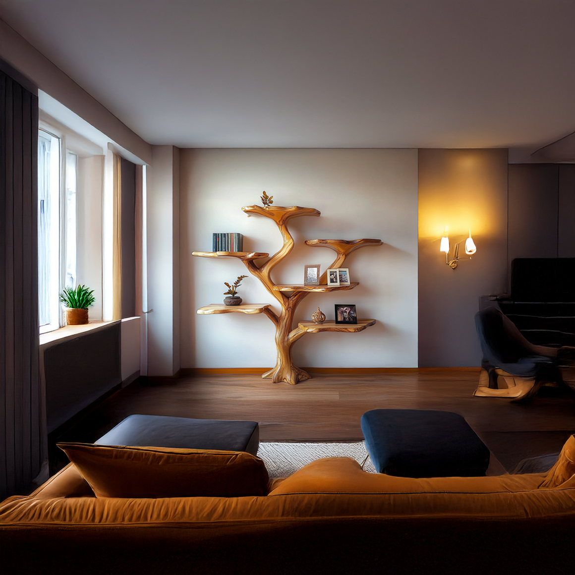 Rustic Mushroom Tree Bookshelf Living Room Or Bedroom SINLSATB451