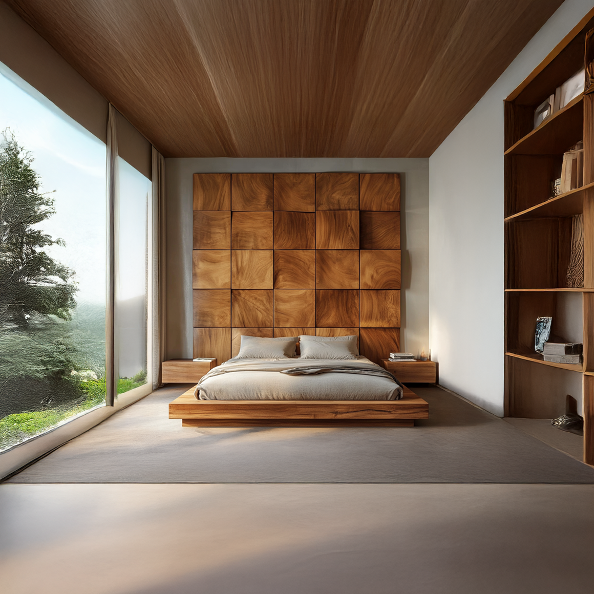Wood Headboard Panels Solid Wood Wall Decor Bed Room SINLSADH003
