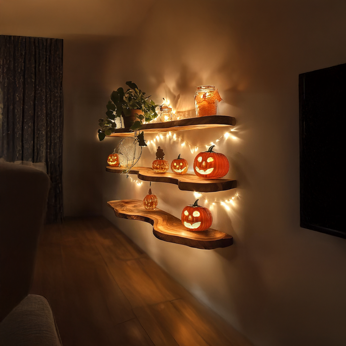 Mid Century Halloween Floating Shelf Bedroom SINLSAHW014