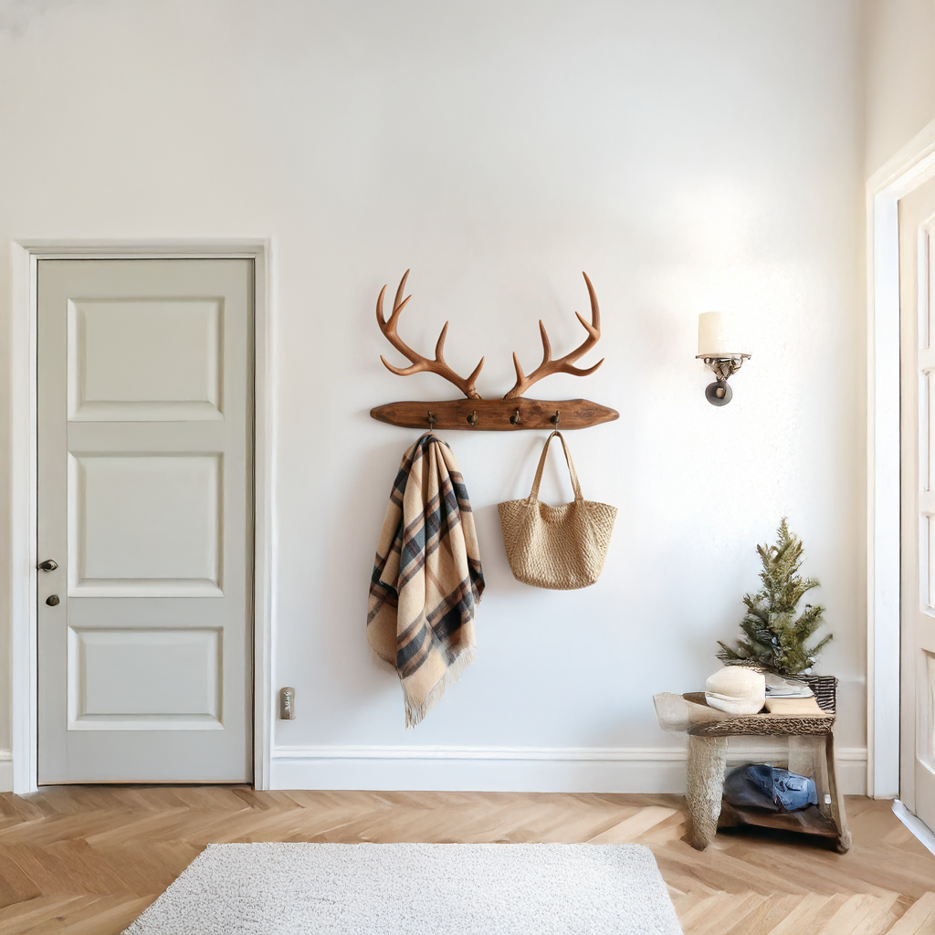 Rustic Antler Coat Rack Entryway Hallway SINLSATCR018