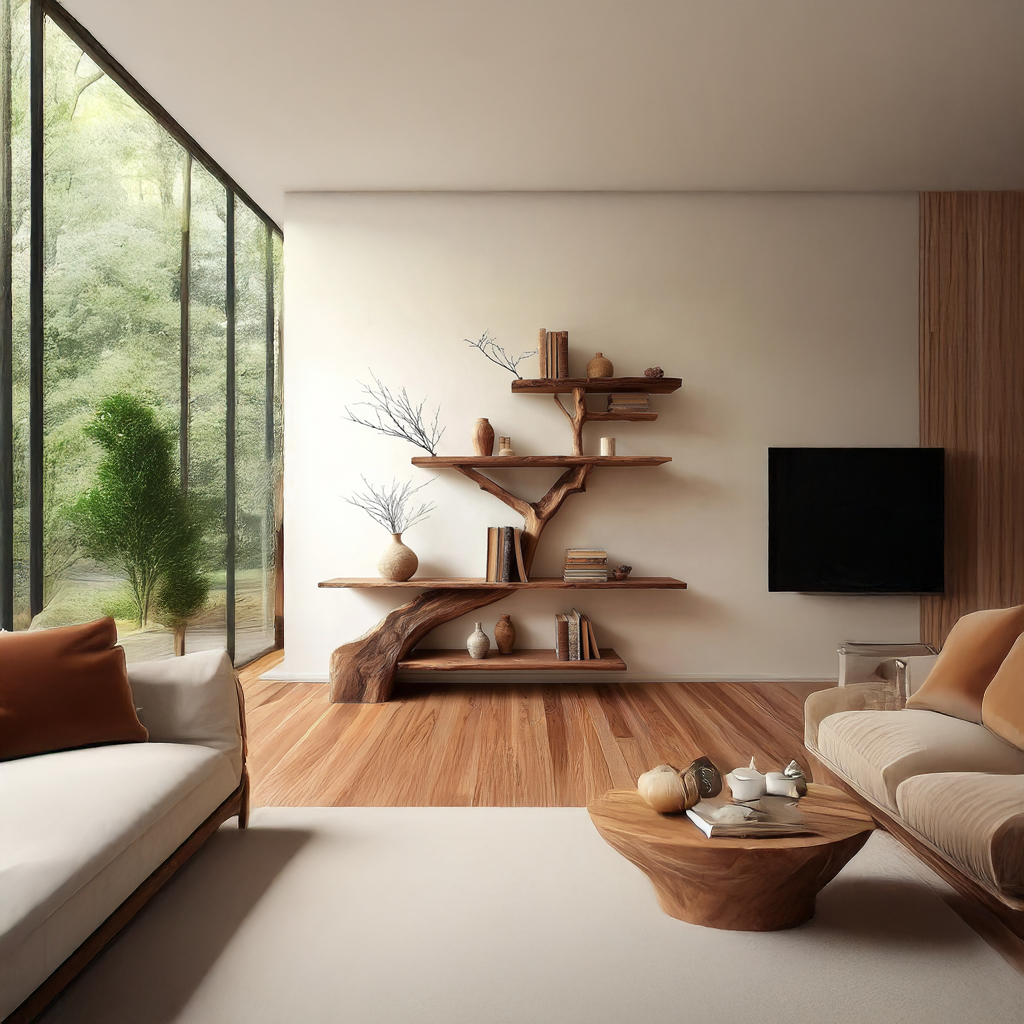 Rustic Tree Shelf Entry Living Room SINLSATB217