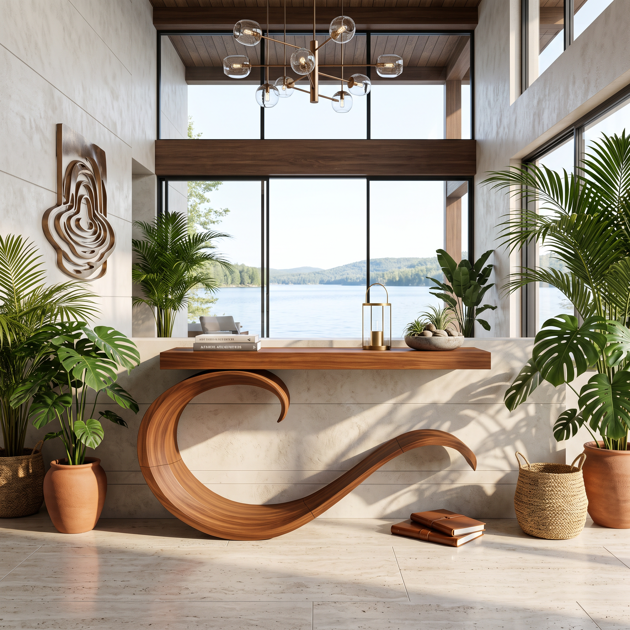 Handcrafted Sculptural Live Edge Console Table For Luxury Living Room SILDTTNCS087