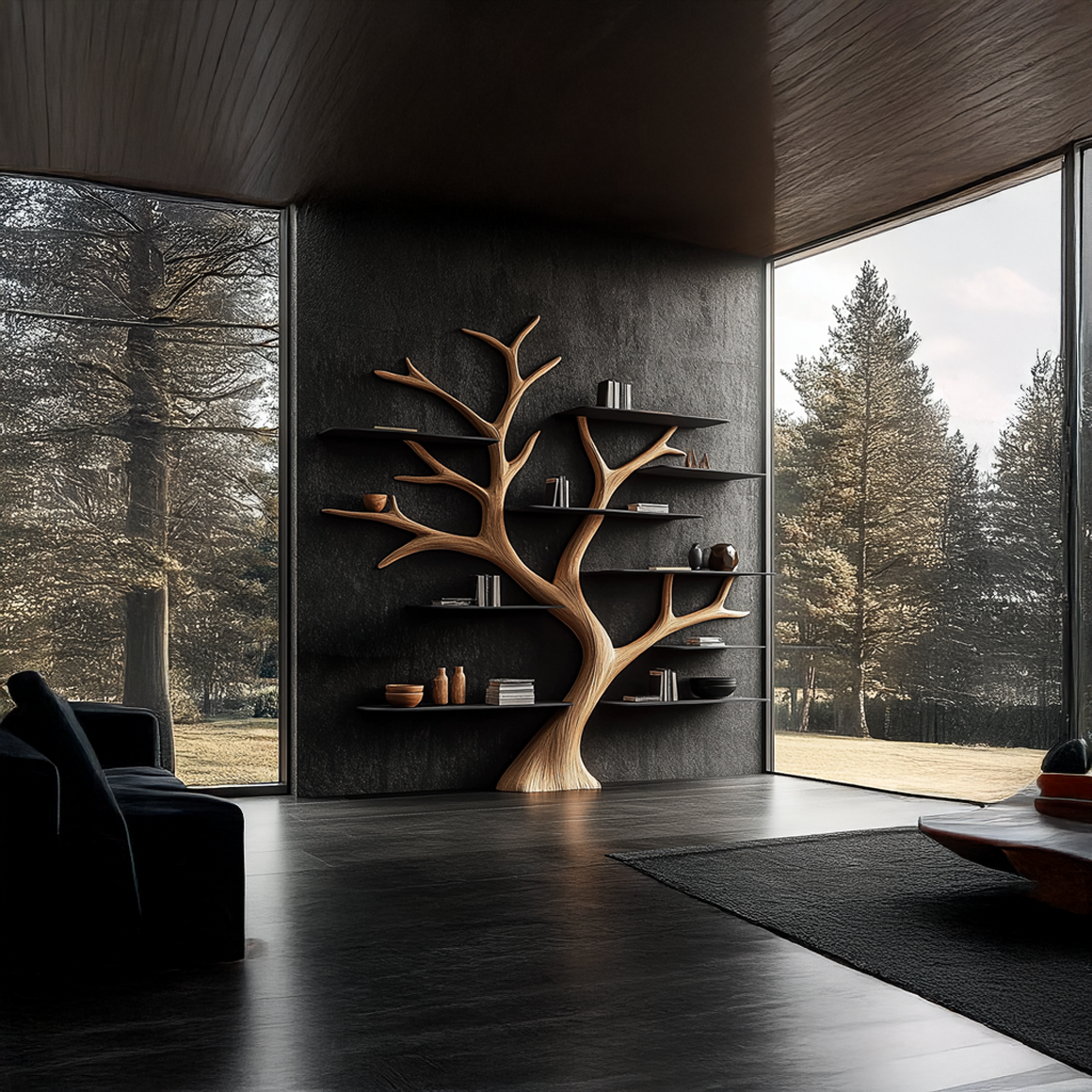 Rustic Wide Tree Bookshelf Home Office or Living Room Storage SINLSATB347