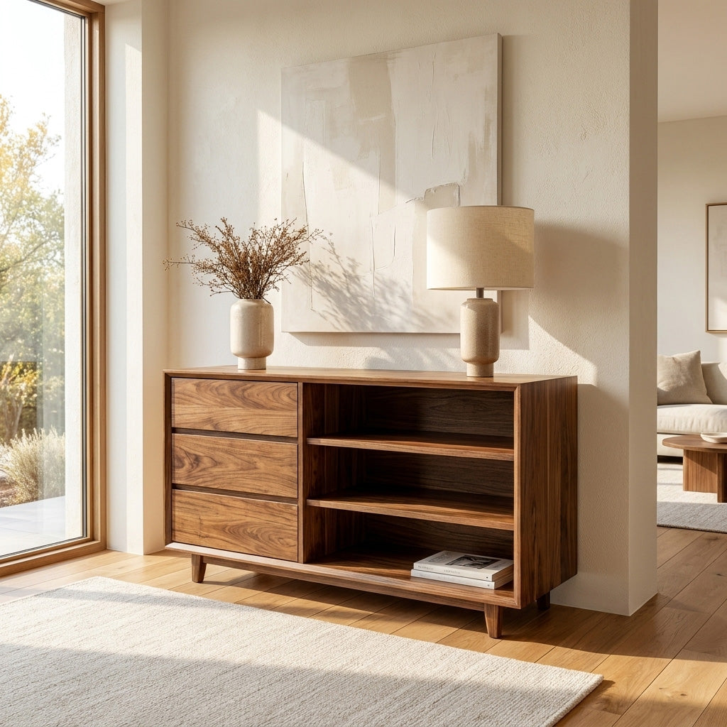 Elegant Natural Wood Console Table For Small Living Room RTTHHNCS030