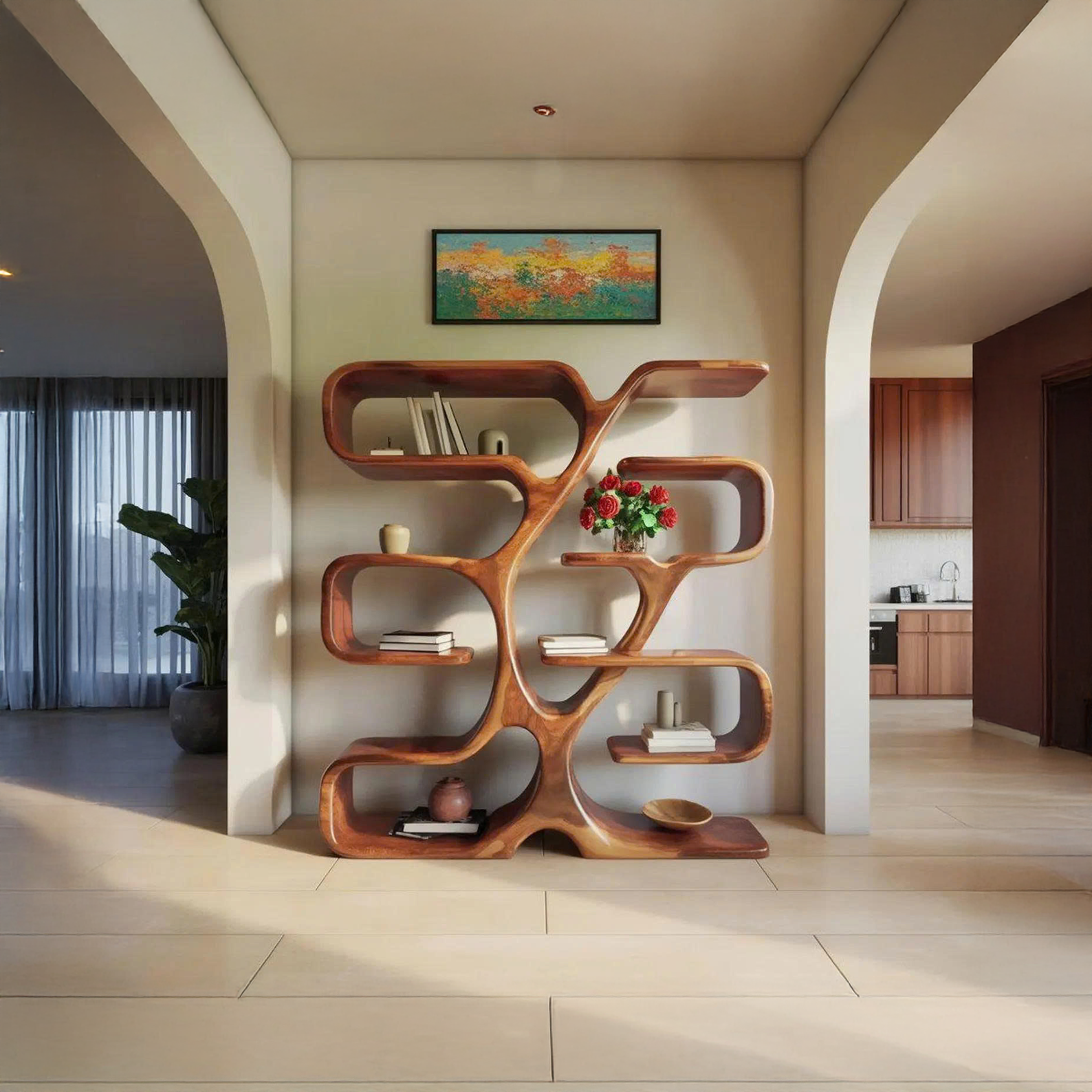 Artistic Bookshelf Solid Wood Modern Home Gift SINLSATB195