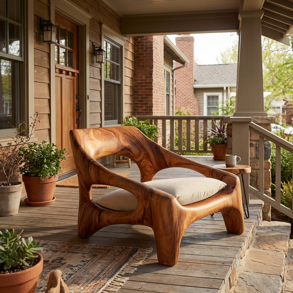 Contemporary Sculptural Wooden Chair For Outdoor Porch RTTHTTACC023