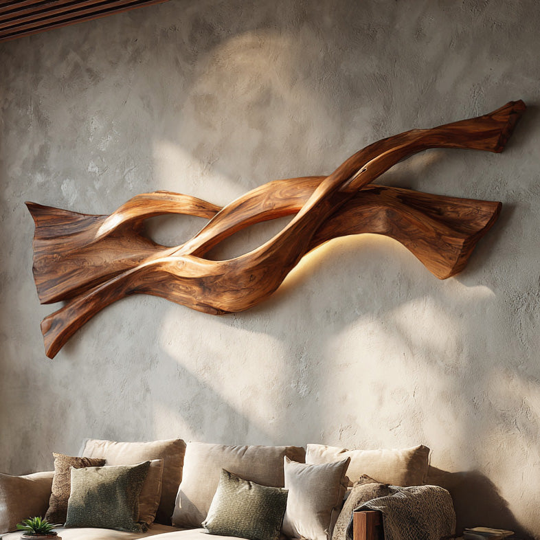 Contemporary Wood Wall Art Flowing Design For Living Room RTTHHNWA181