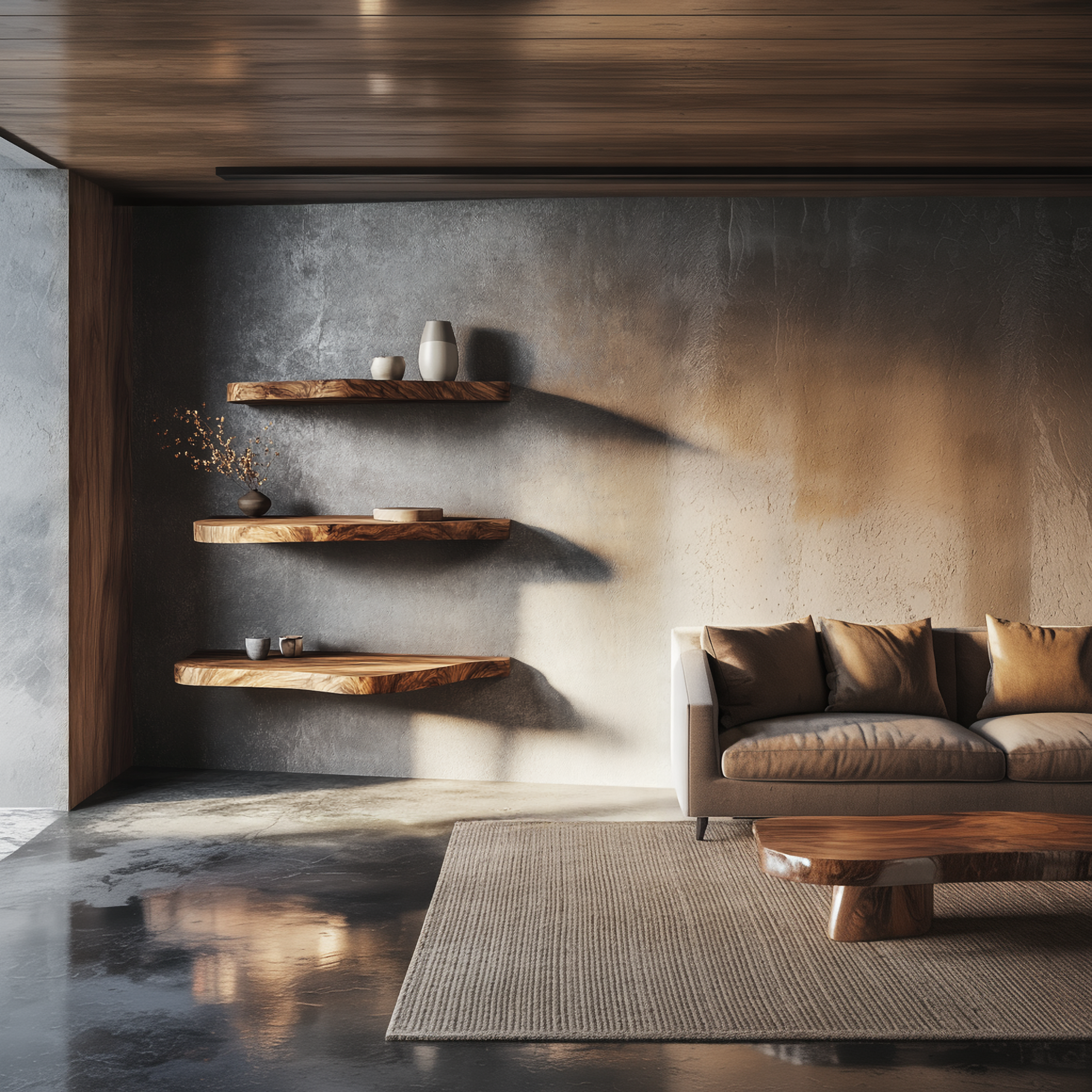 Rustic Artistic Floating Shelf Solid Wood Living Room Interior Statement Feature SINLSAFL421