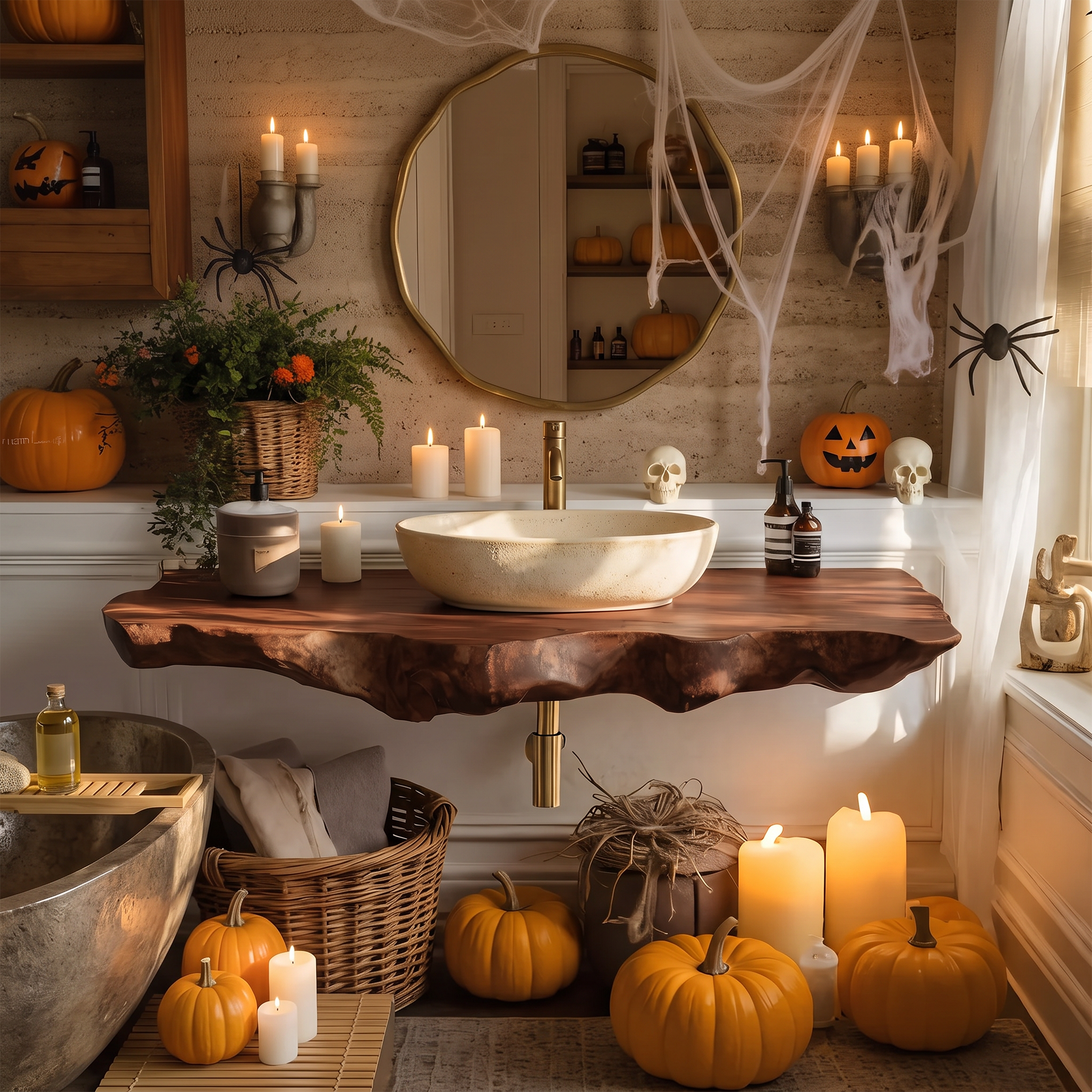 Modern Wooden Live Edge Bathroom Shelf For Furniture Decor Halloween Ideas SILDTTRHBS004