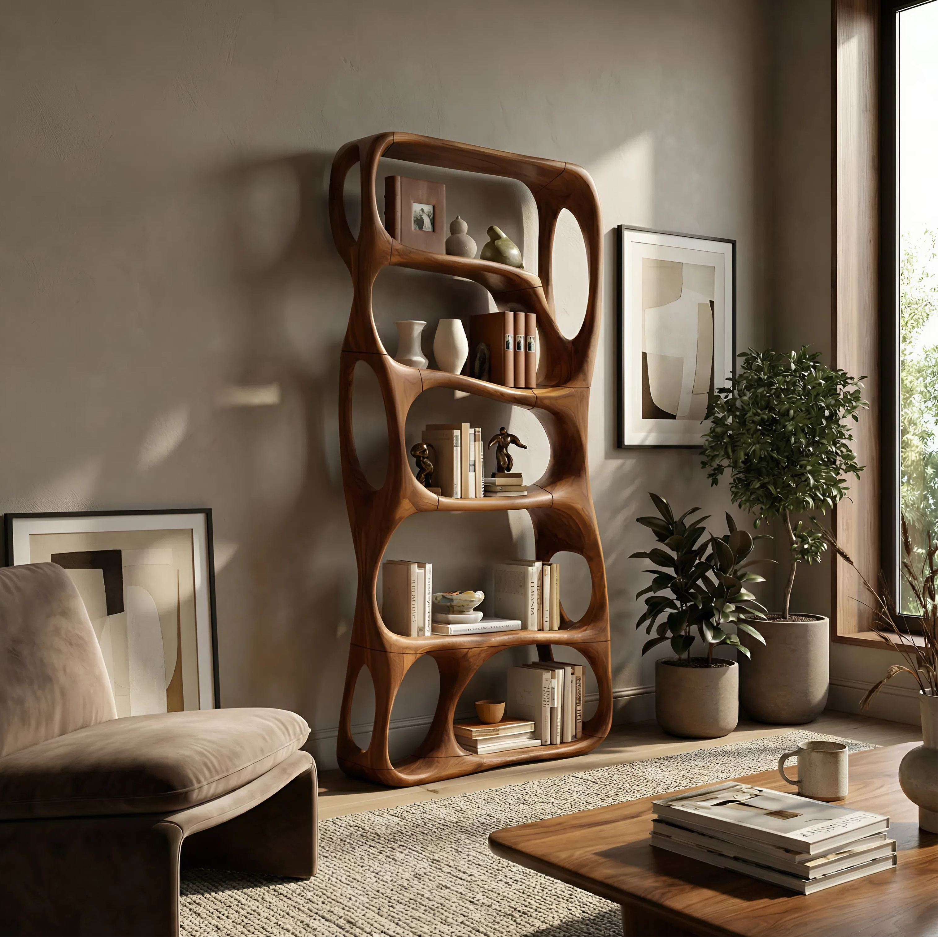 Farmhouse Handcrafted Bookcase Storage Organizer For Living Room SILDTTNBS007