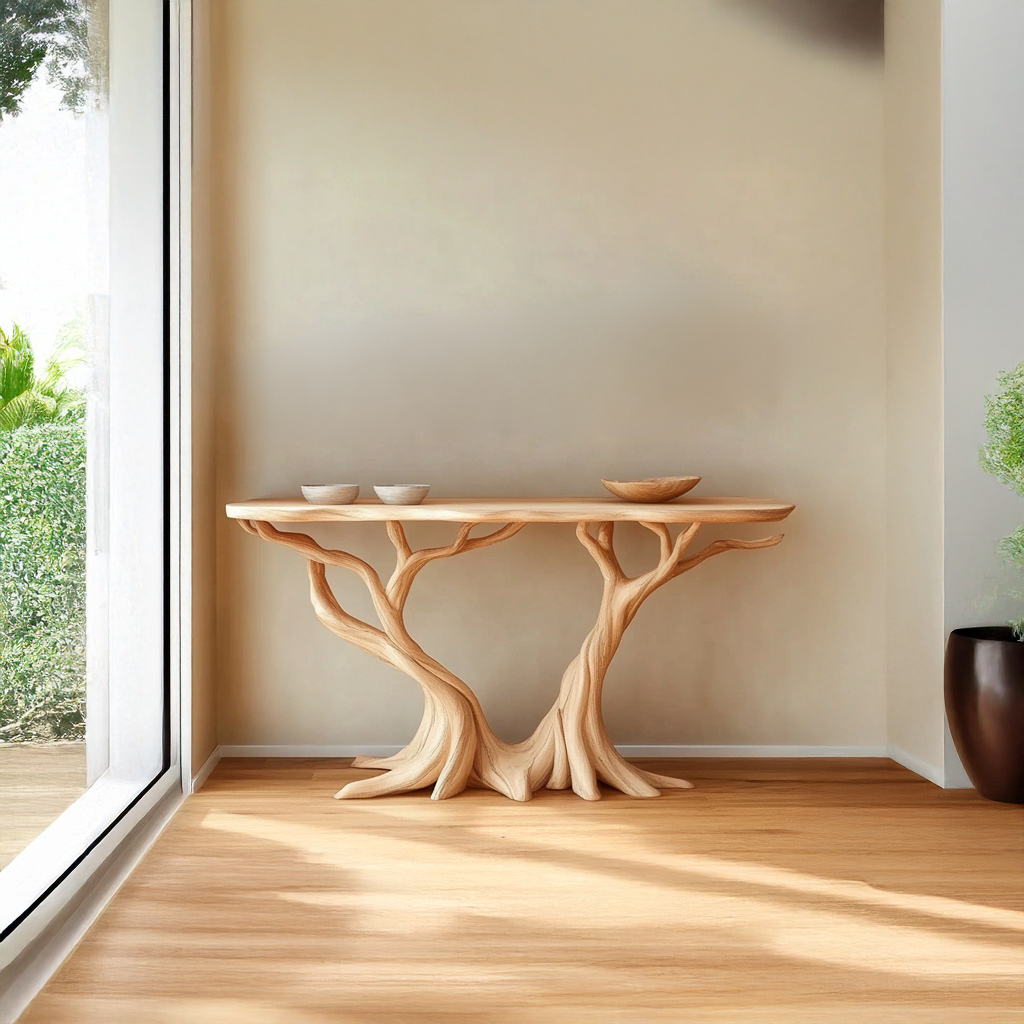 Nature Inspired Console Table Solid Wood Farmhouse Gift SINLSACS093