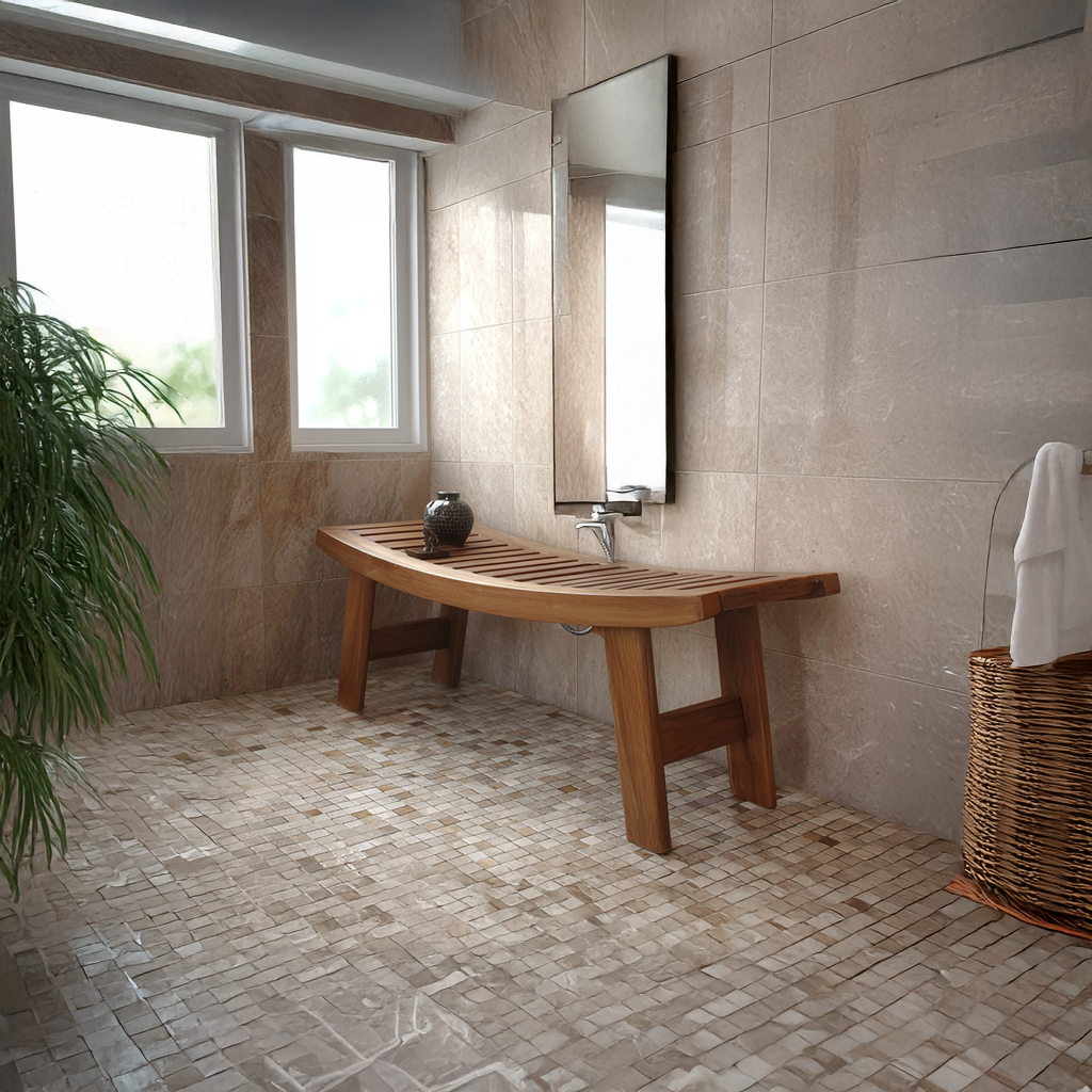 Mid Century Shower Bench Bathroom Seating Modern SINLSARS004