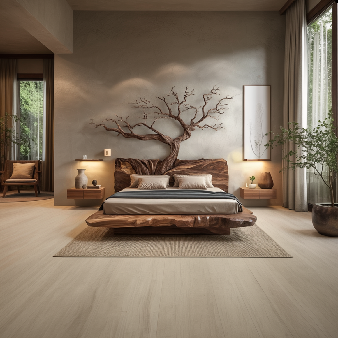 Rustic Sculptural Wall Headboard Art For Bedroom And Master Suite SINLSADH015