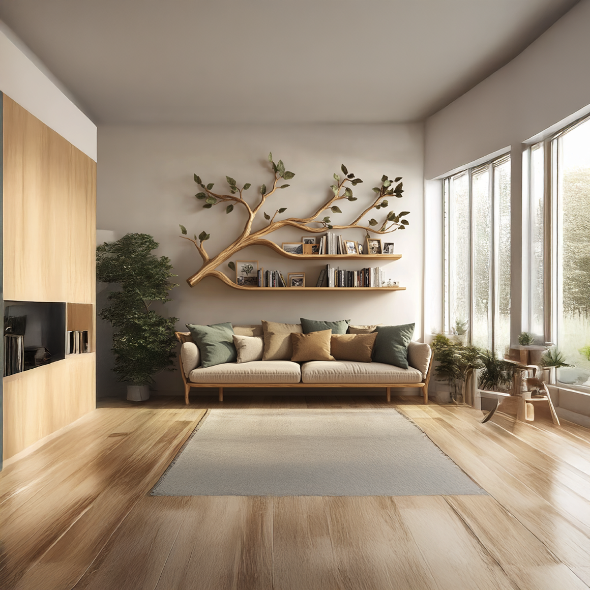 Rustic Artistic Tree Bookshelf Living Room Display SINLSATBS034