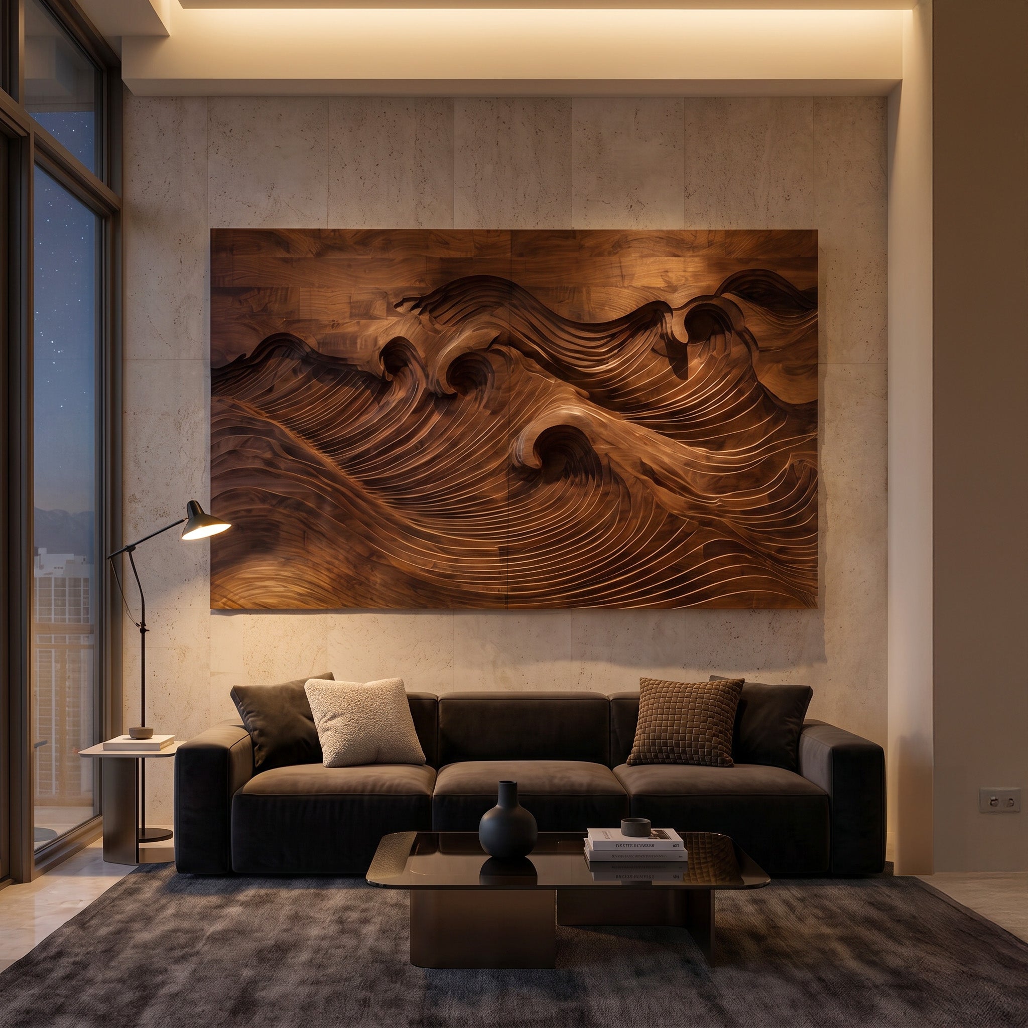 Quiet Luxury Ocean Wave Wood Wall Art For Living Room RTTHHNWA208