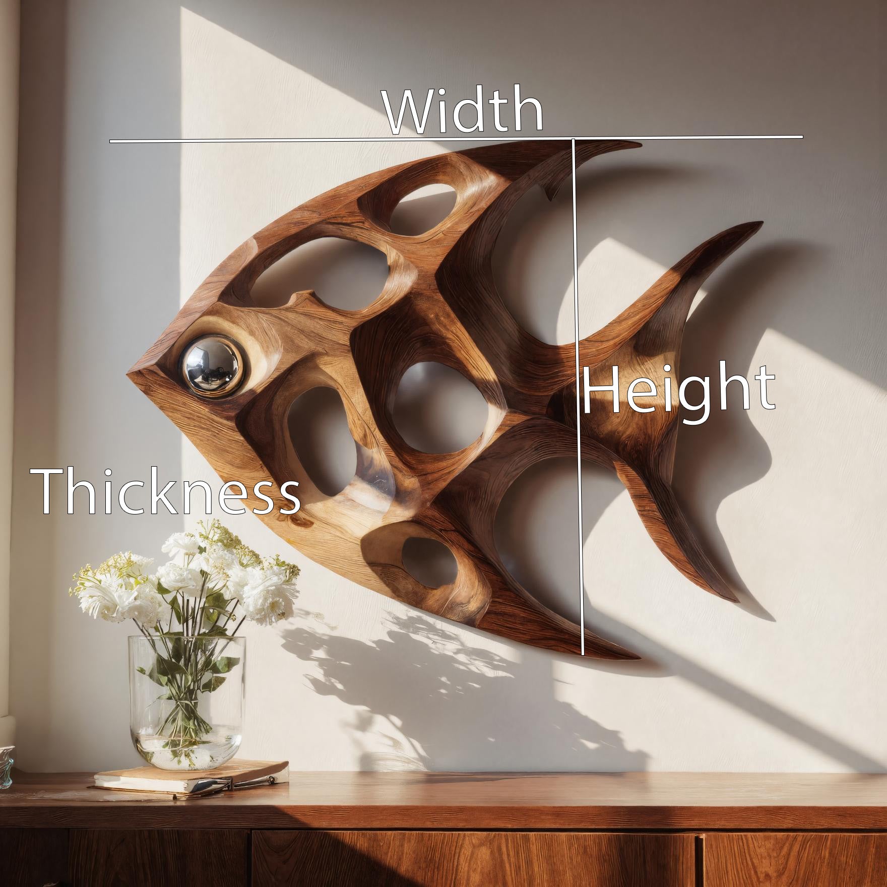 Artistic Sculptural Wall Art Fish-Inspired For Living Room SITHHNWA034