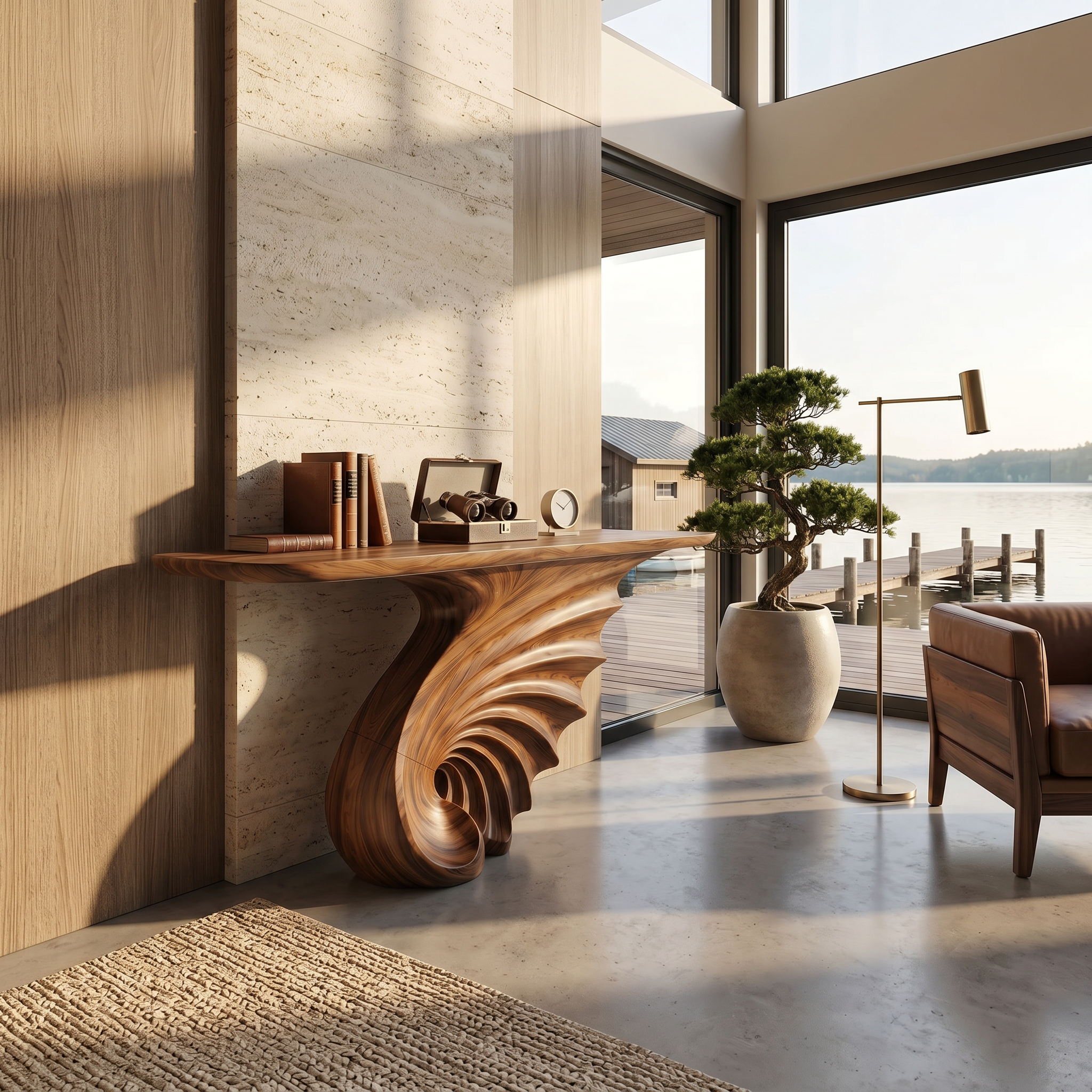 Luxury Spiral Base Console Table Contemporary Villa SILDTTRCS075