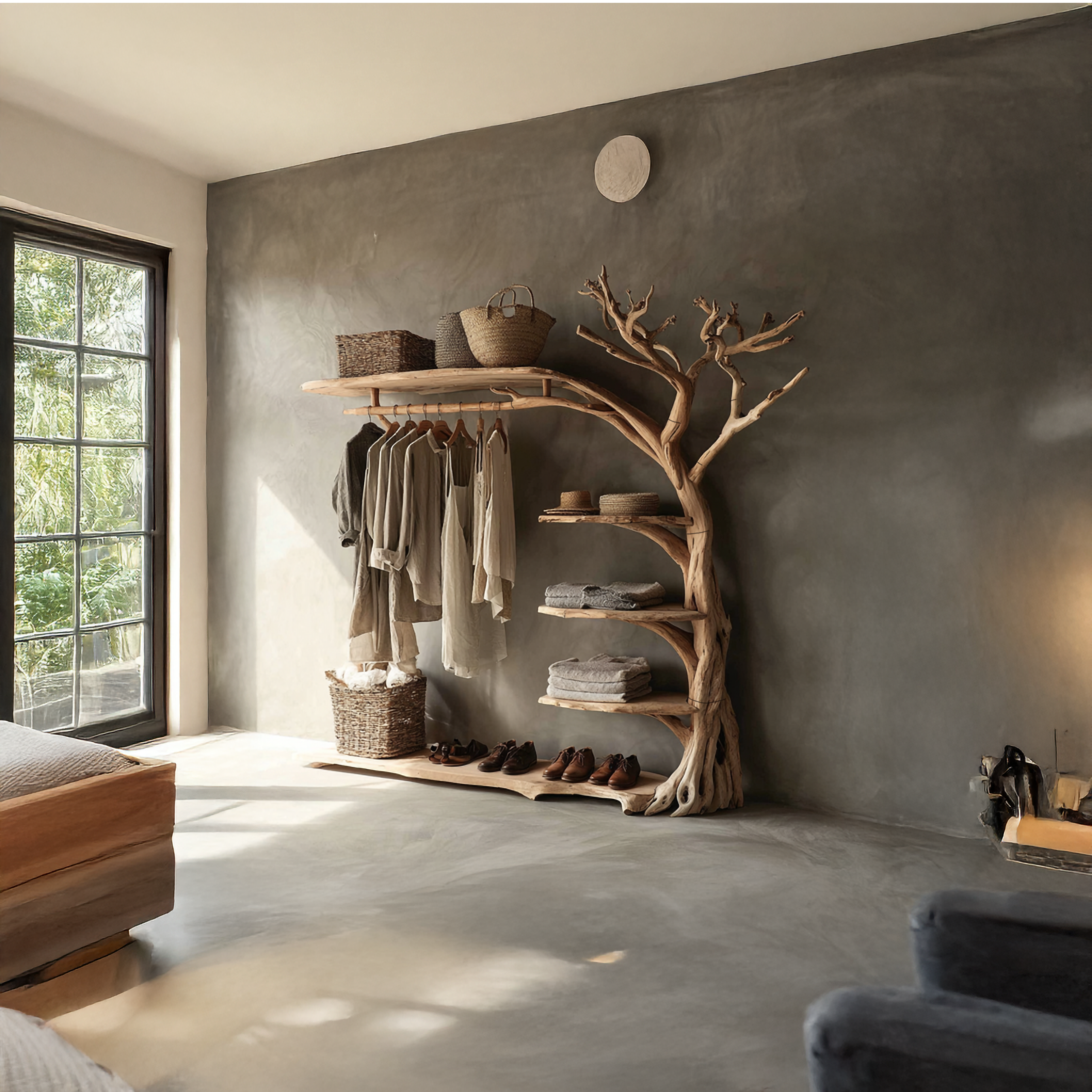 Rustic Coat Rack Shoe Shelf Entryway SINLSATB214