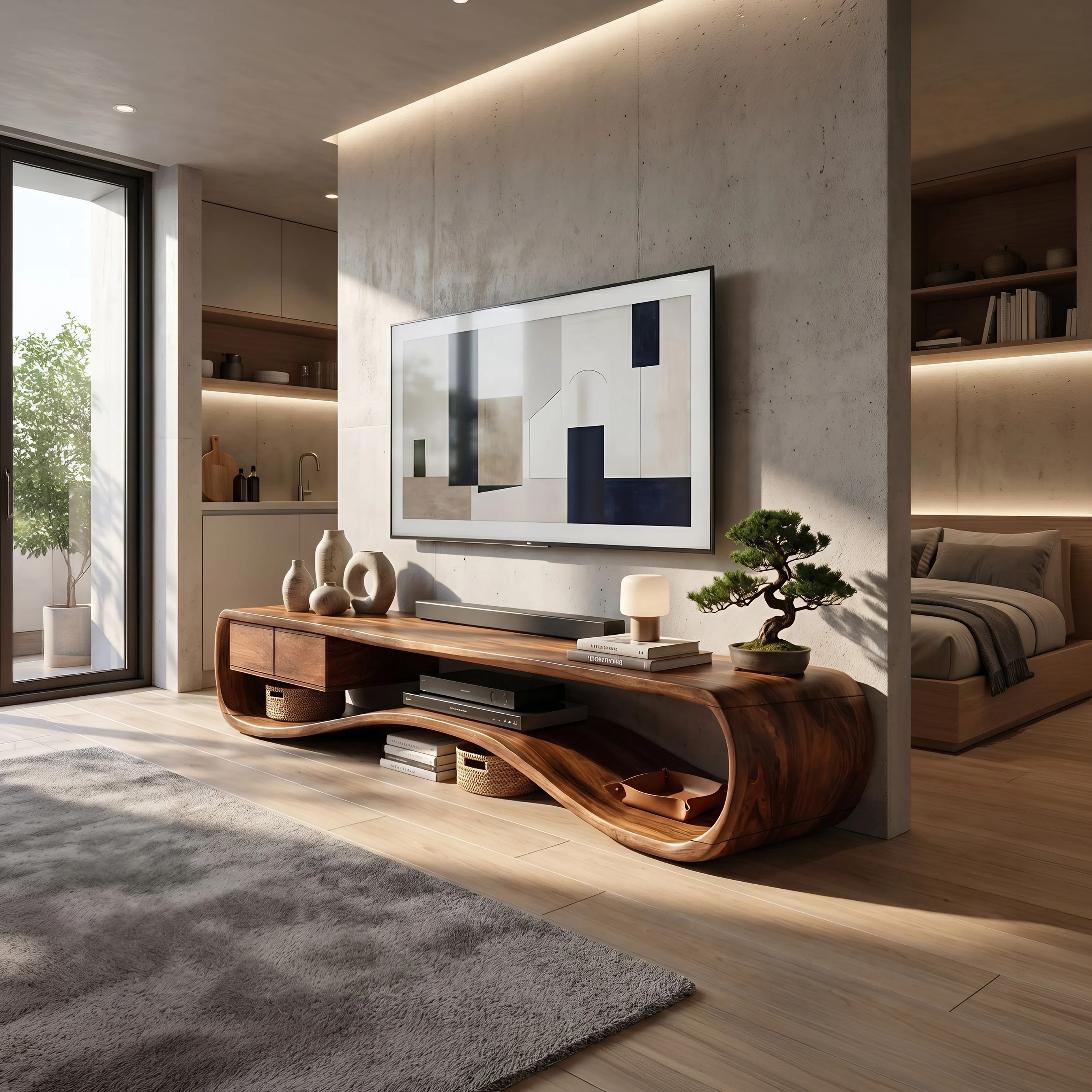 Minimalist Clean Line TV Console For Small Apartment SILDTTNTVC123