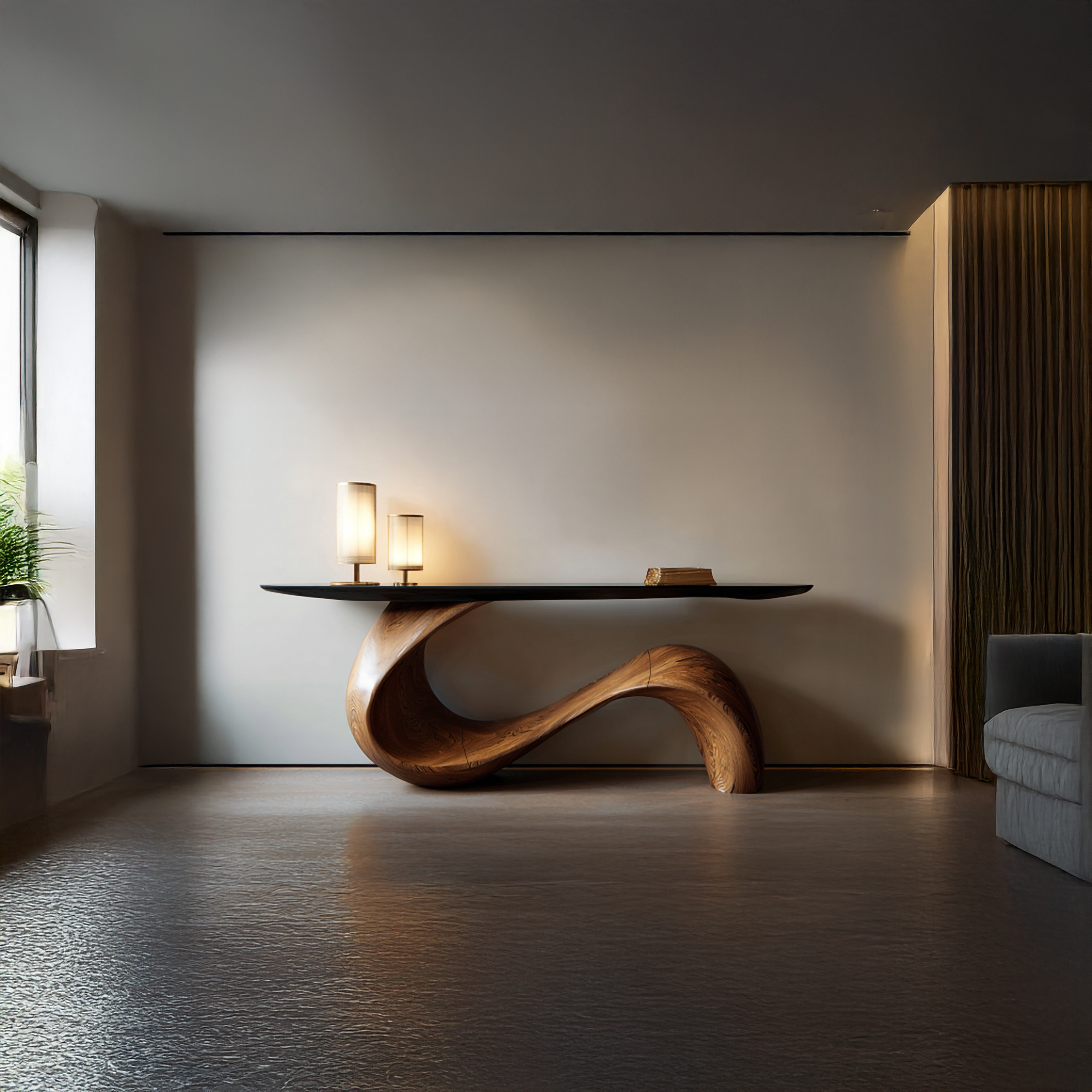 Midcentury Sculptural Console Table Entryway SINLSACS108