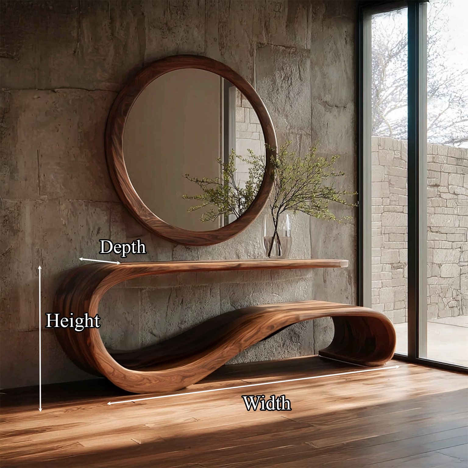 Mid Century Wave Console Table Living Room Entryway SINLSACS094