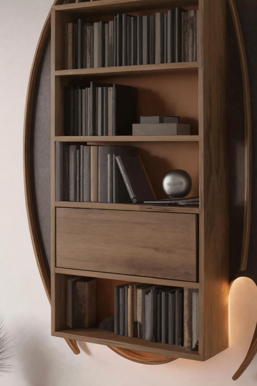 Artistic Wooden Wall Bookshelf For Living Room Or Home Office SITHHNHW016