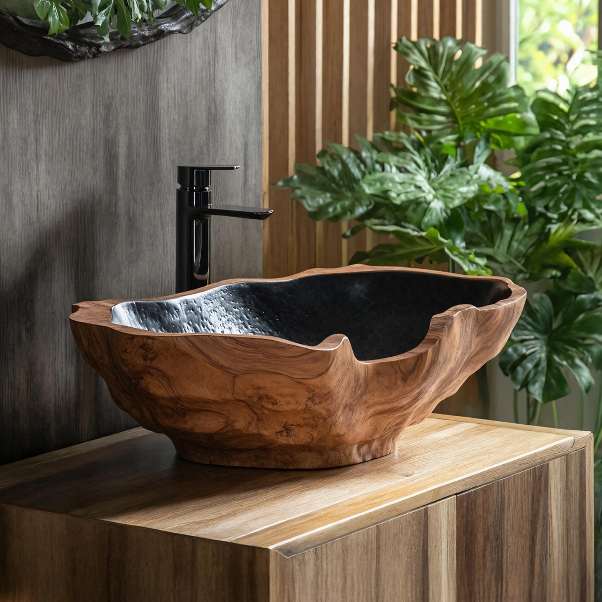 Mid Century Solid Wood Sink For Elegant Bathroom Setup SILDTTNVS006
