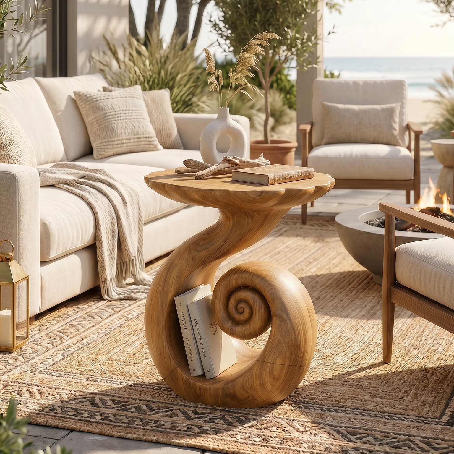 Organic Spiral Storage Side Table Resort Suite SILDTTRSTA021
