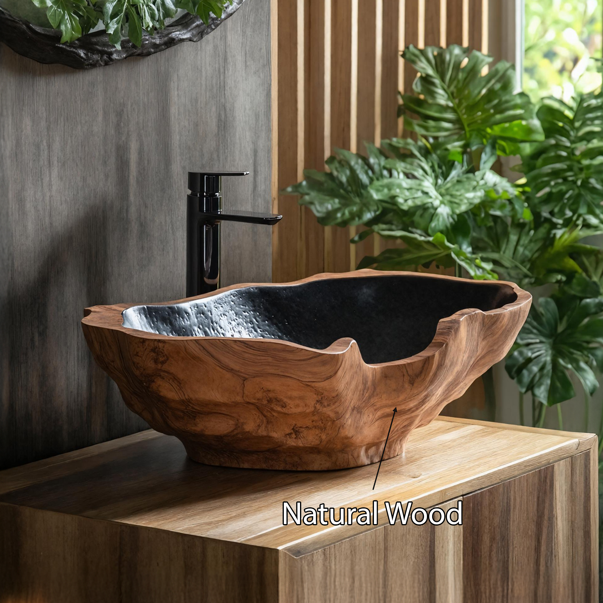 Mid Century Solid Wood Sink For Elegant Bathroom Setup SILDTTNVS006