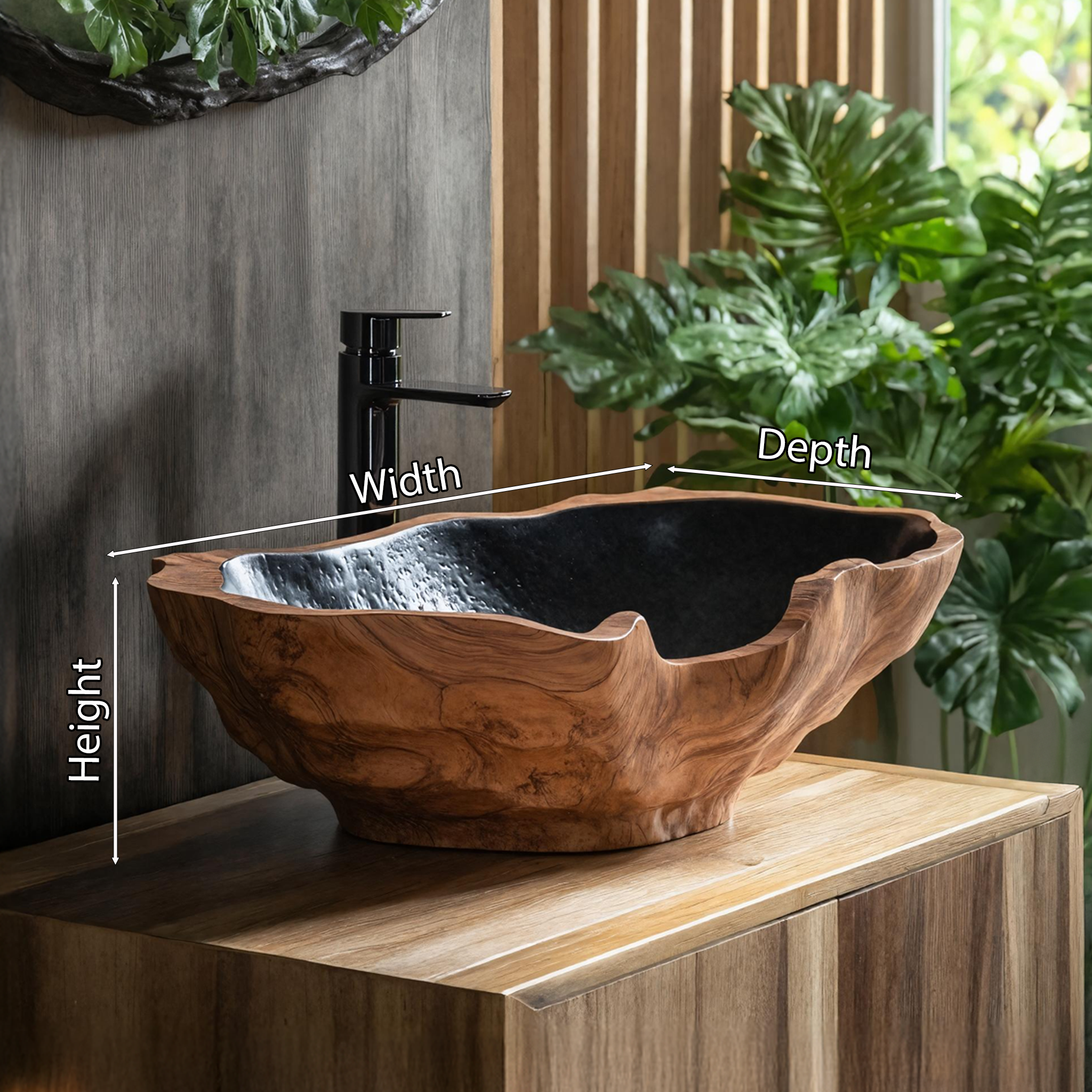 Mid Century Solid Wood Sink For Elegant Bathroom Setup SILDTTNVS006