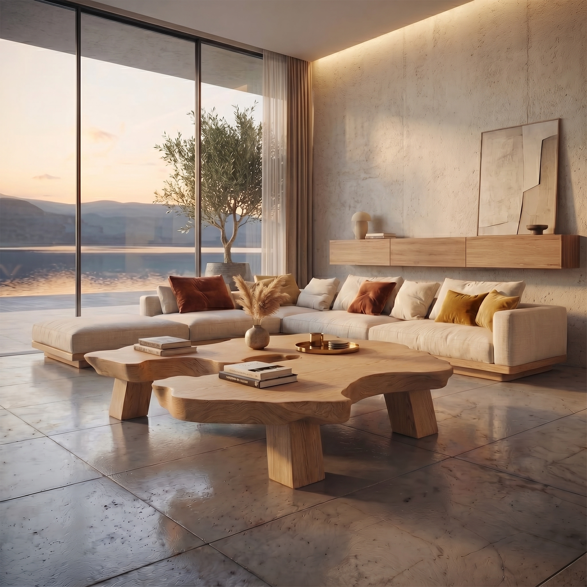 Rustic Organic Coffee Table Modern Living Room Centerpiece SINLKICF128