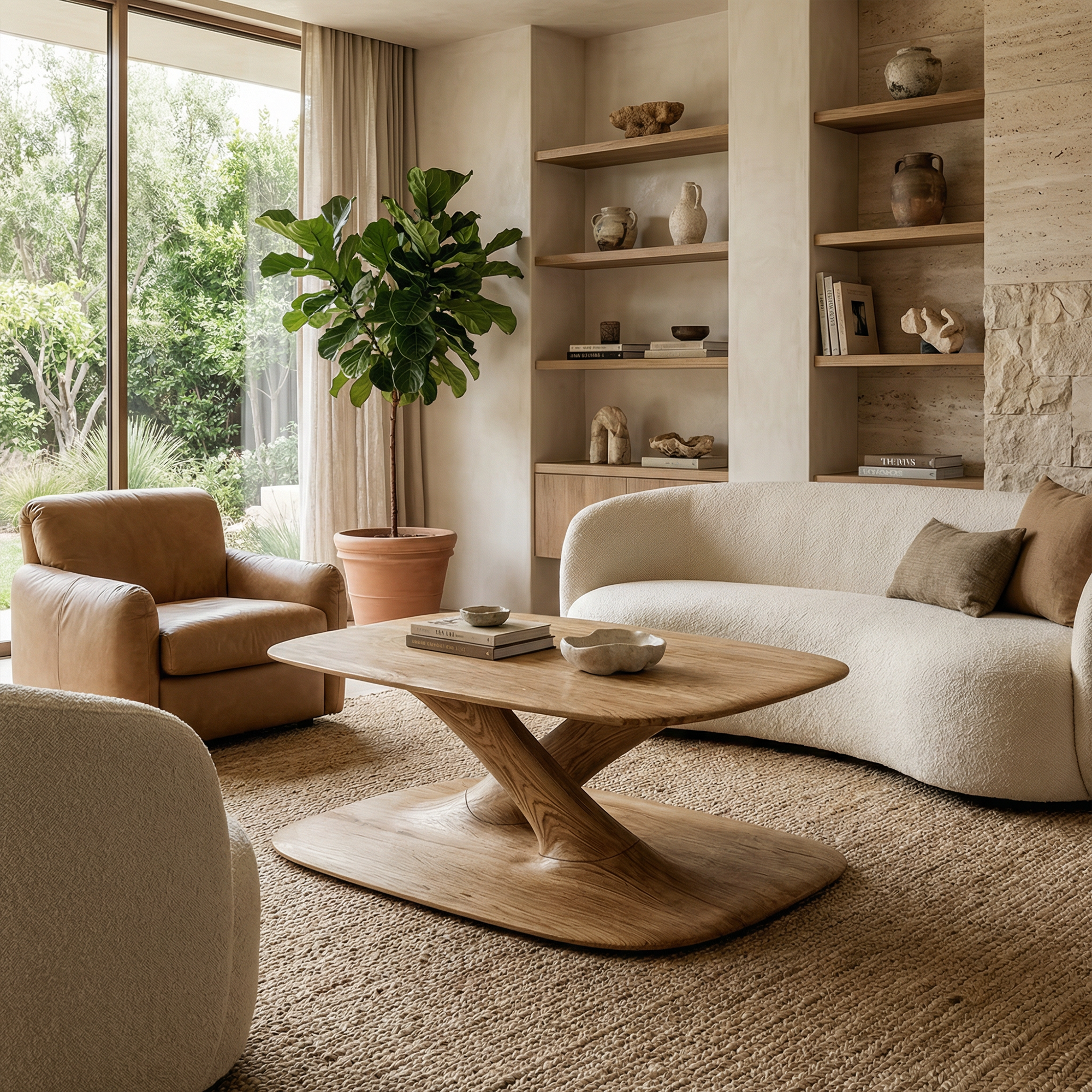 Modern Curved Coffee Table For Living Room And Lounge SINLKICF355